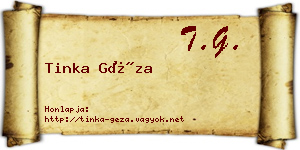 Tinka Géza névjegykártya